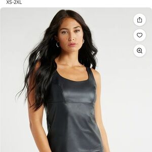 Sofia by Sofia Vergara Black Leather Tank Top